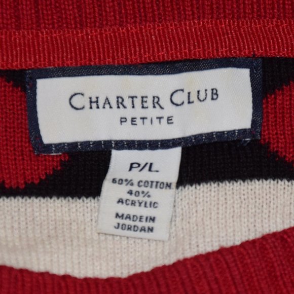 Charter Club Petite Hearts Sweater Red White and Black size P/L - Picture 4 of 9